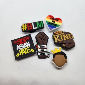 Shoe Charms Black King BLM Love Is Love Stop Asian Hate 6 piece set